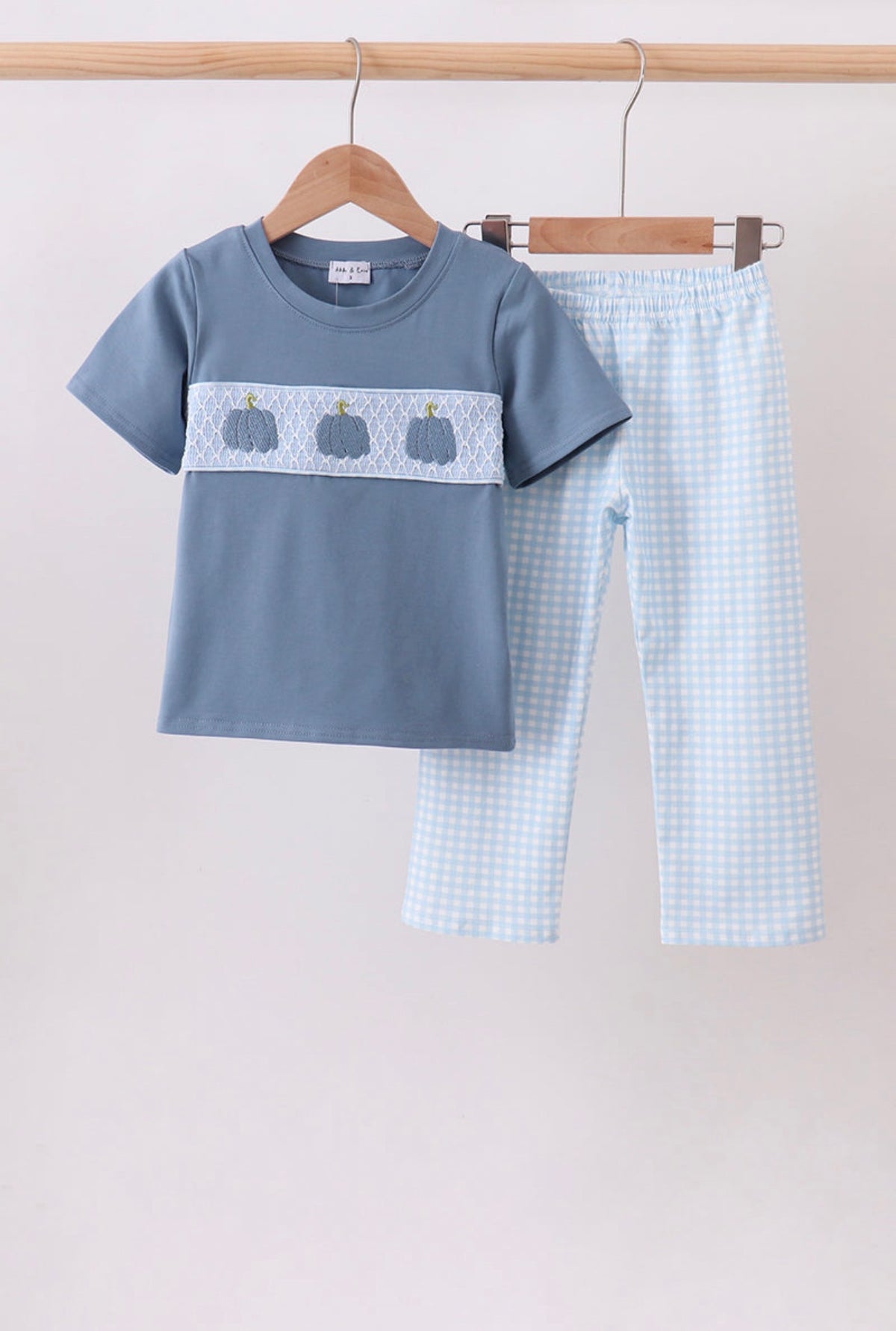 Blue Pumpkin Smocked Gingham Pants Set