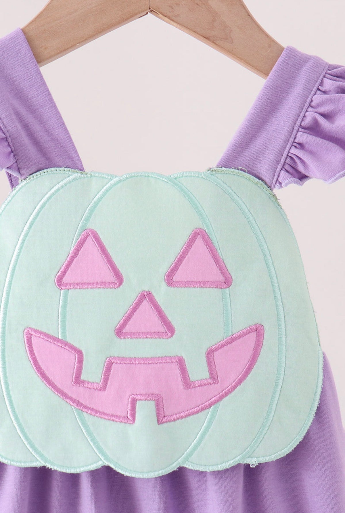 Purple Jack-O-Lantern Applique Ruffle Bubble
