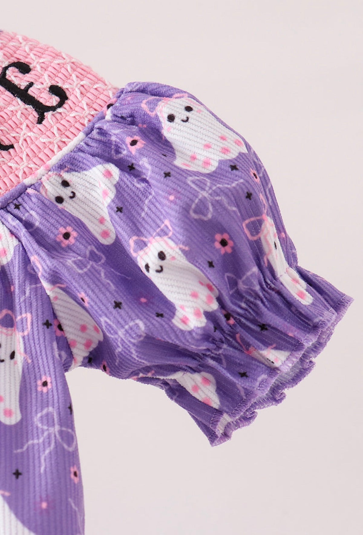Purple Spooky cute Smocked Bubble