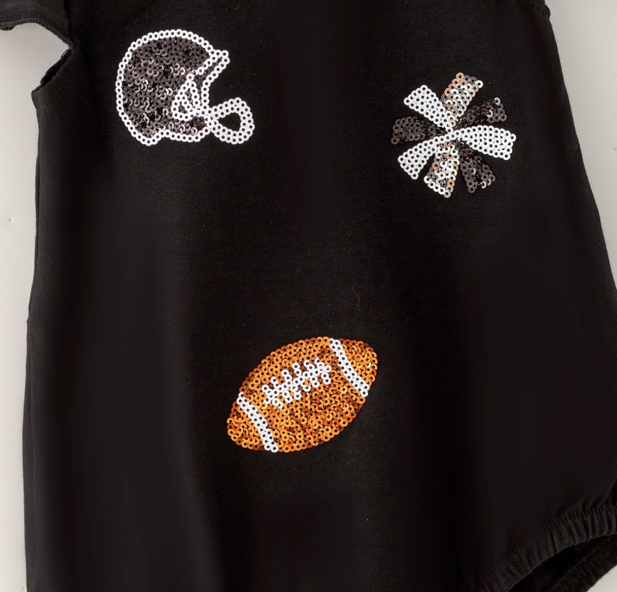 Black Football Sequin Baby Romper