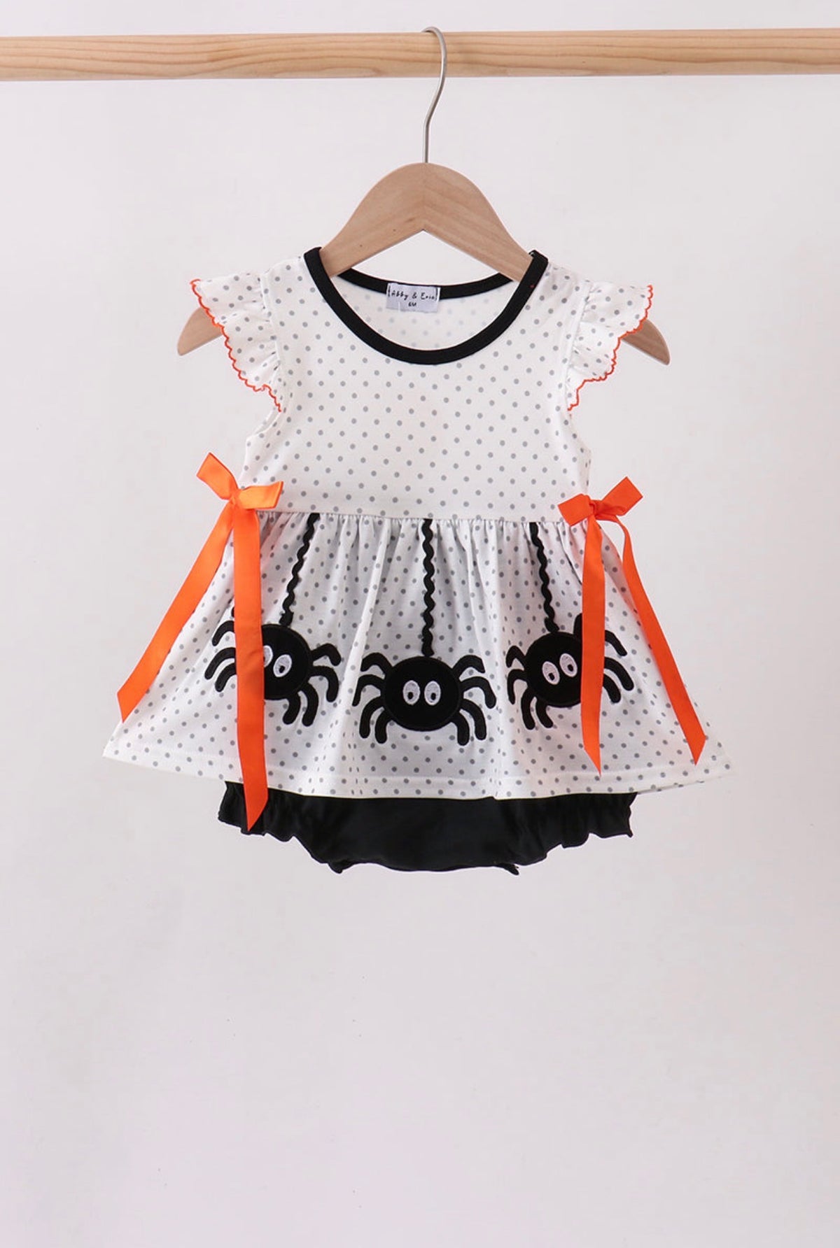 Black Spider Embroidery Ruffle Bubble
