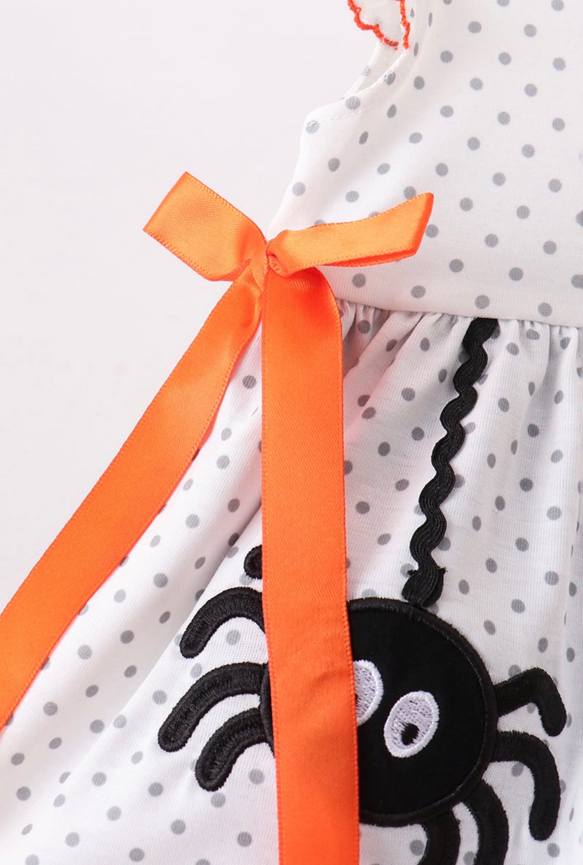 Black Spider Embroidery Ruffle Bubble