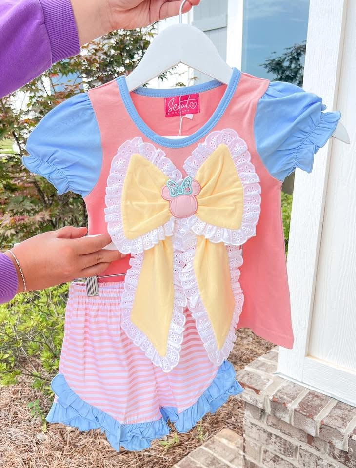 Mouse Lace Bow Shorts Set